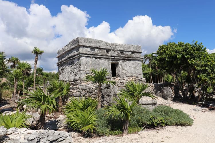 Ruines mayas de Tulum entourées de végétation tropicale dans le Yucatán au Mexique